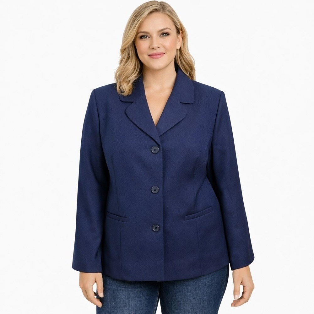 New w/tag ALFRED DUNNER Size 18 Navy Blue Single Breasted 3 Button Office Blazer